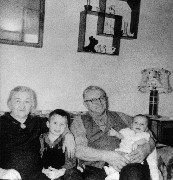 Grandma Julia (Juliska) Szechy (Szecsi) Kish; Dan Dorrough; Grandpa Daniel (Deso) Kish; David Dorrough; Family Grandparents